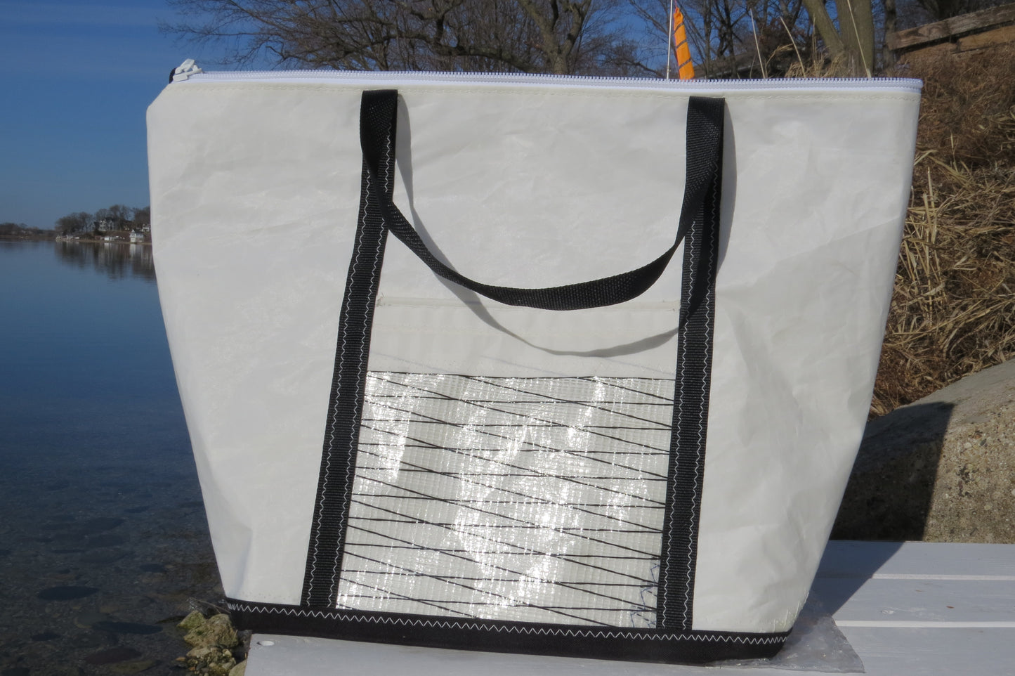 Large Black I Zip Sail Tote