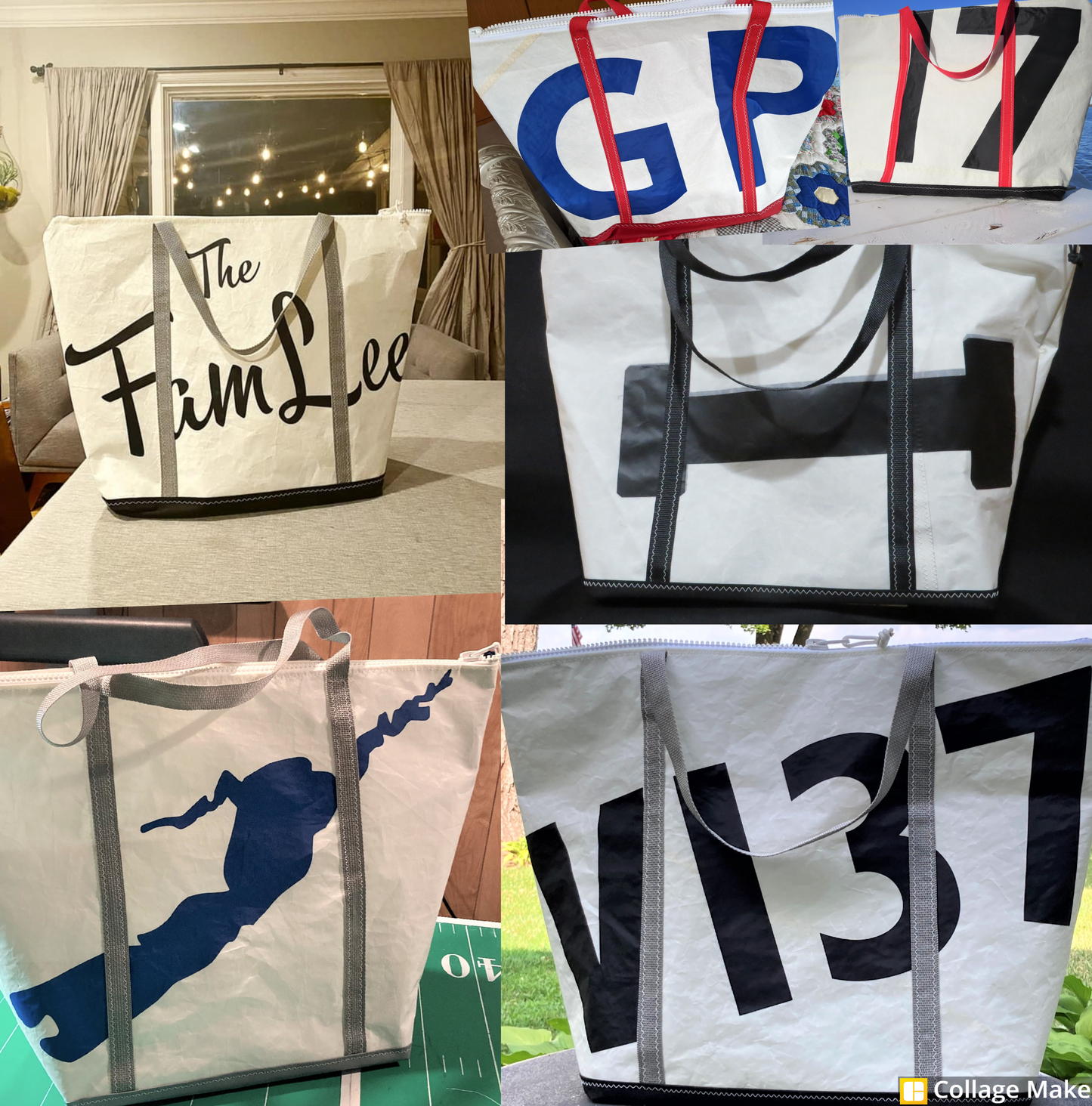 Customized Large Zip Sail Tote Bag