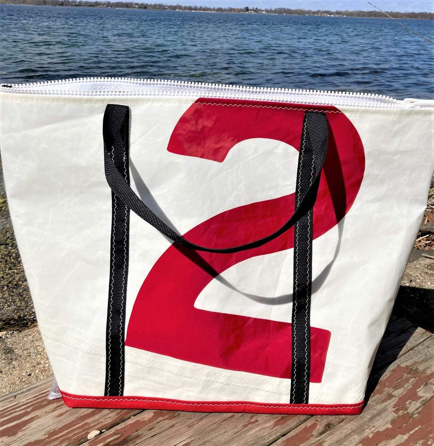 Large Red 2 Zip Sail Tote