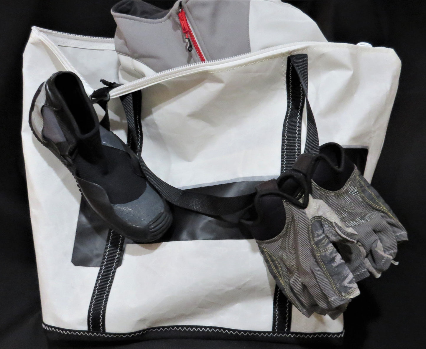 Large Black I Zip Sail Tote