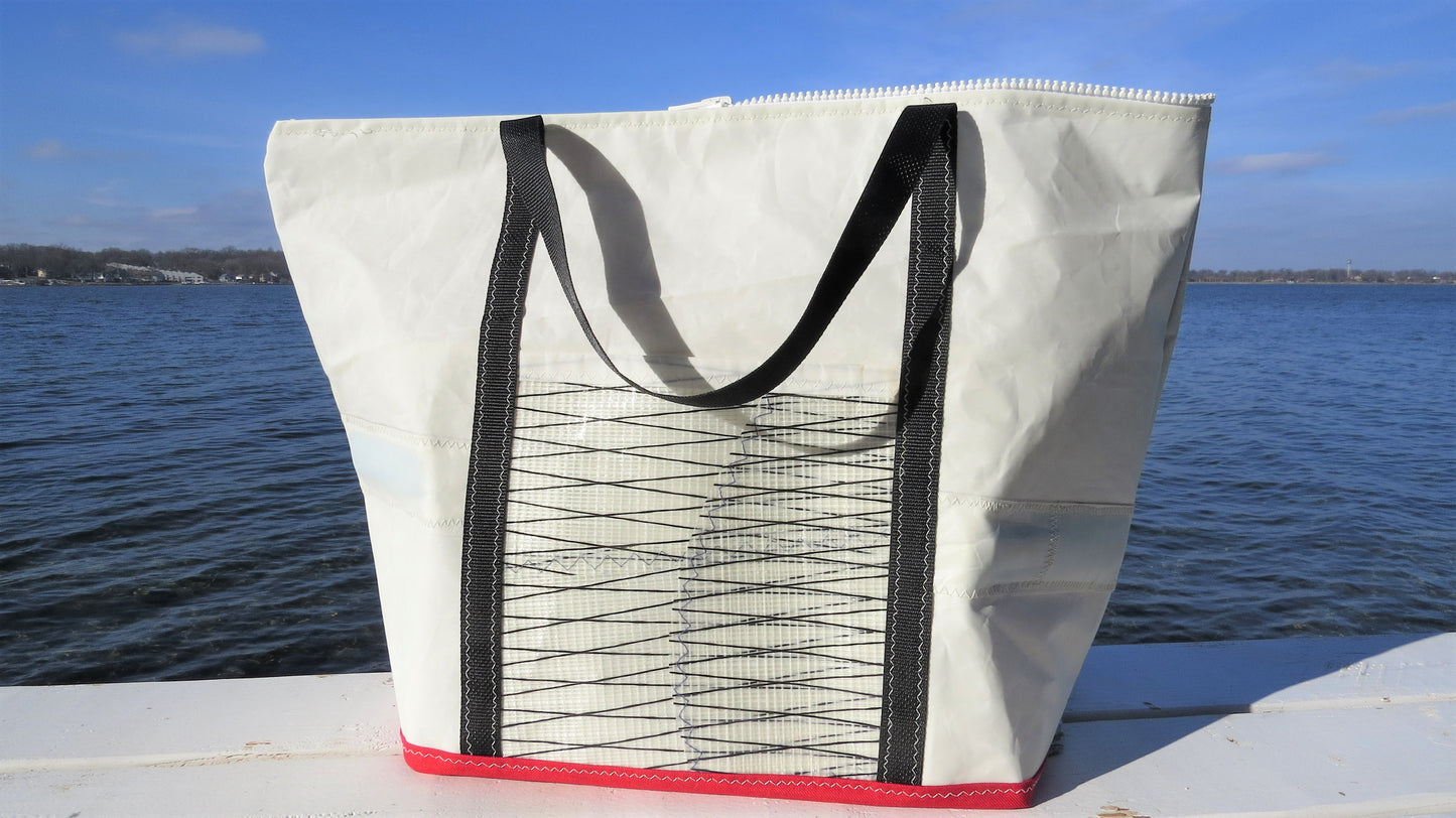 Large Red 2 Zip Sail Tote