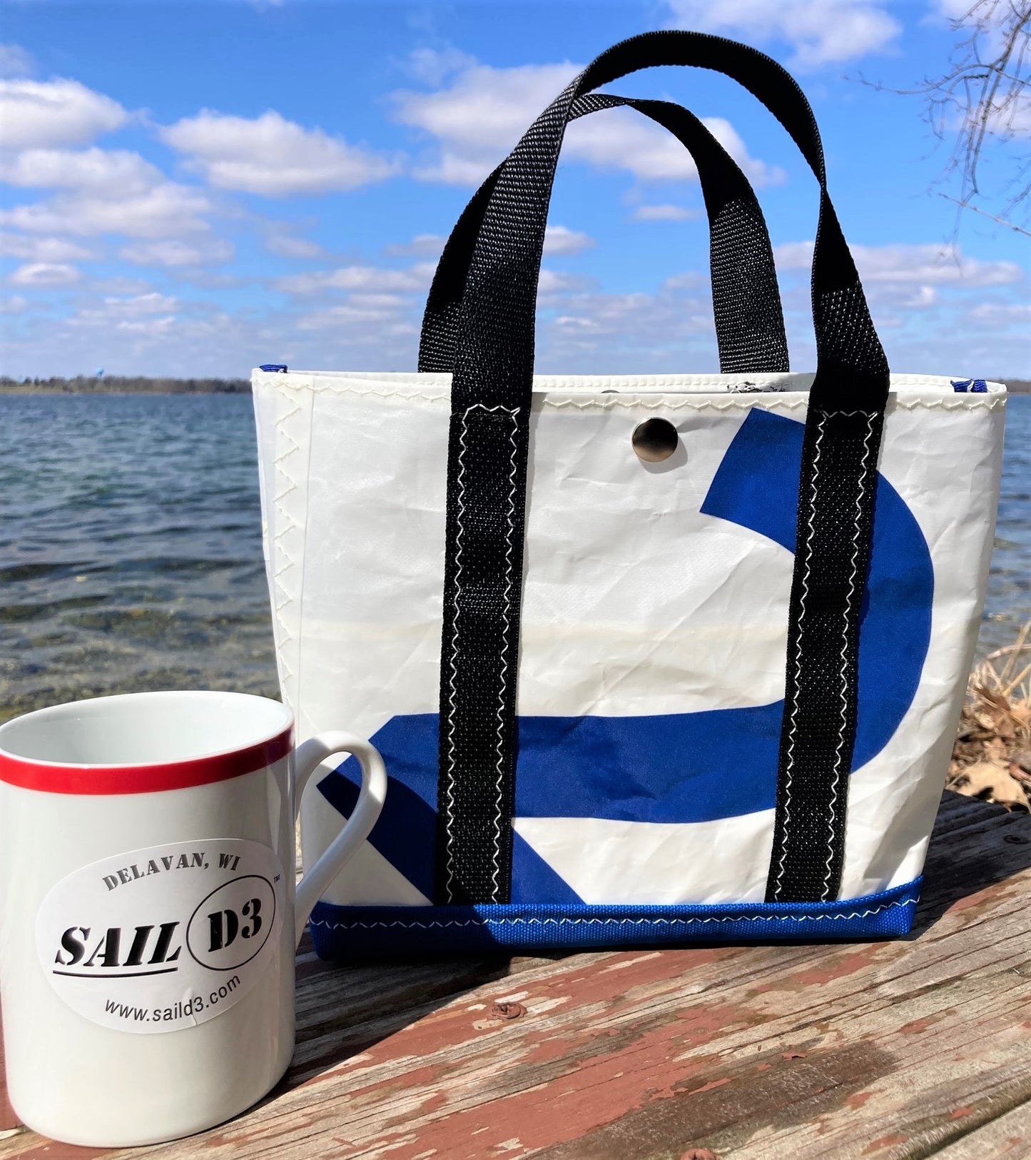 Small Snap Sail Tote Blue 2