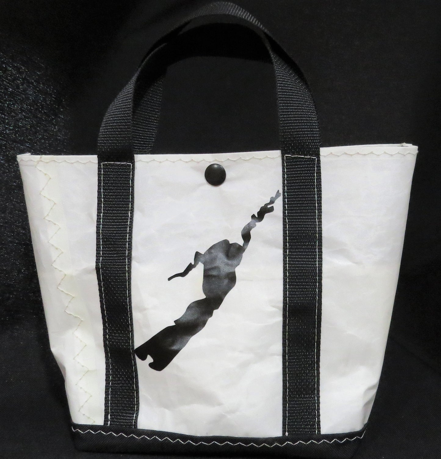 Small Black Delavan Lake Snap Sail Tote
