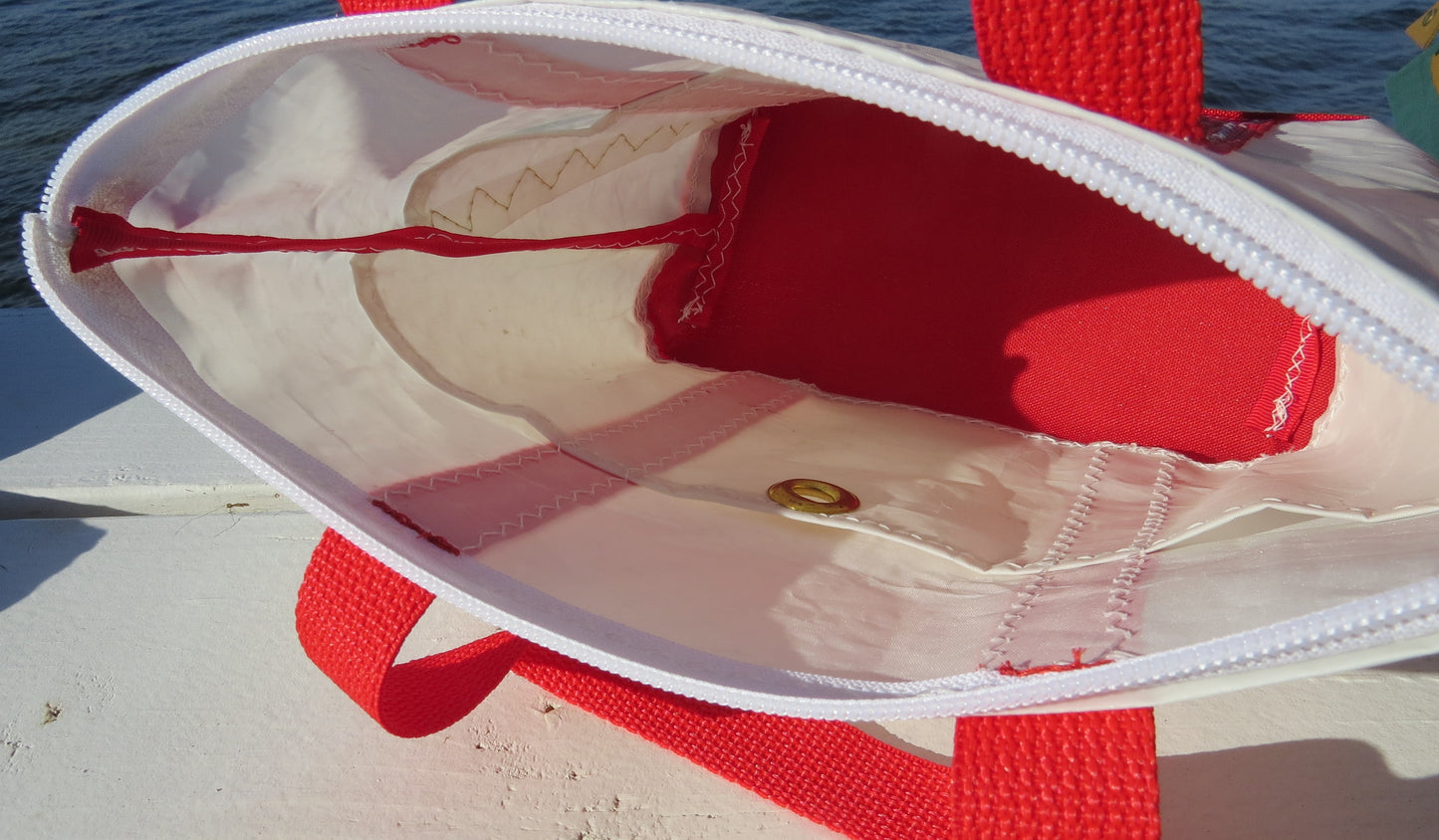 Small Red Zip Sail Tote