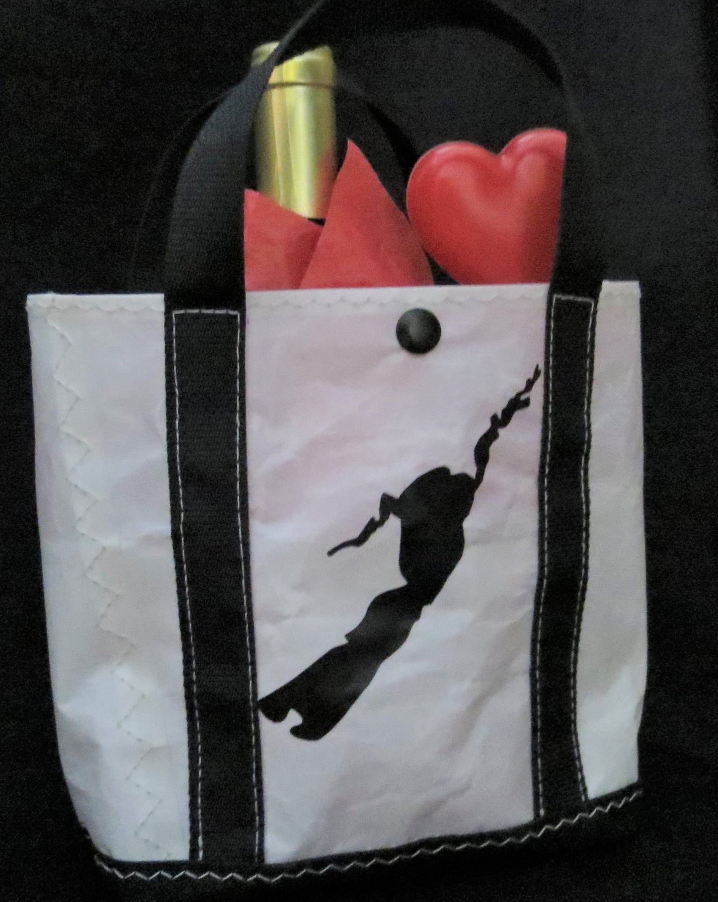 Small Black Delavan Lake Snap Sail Tote