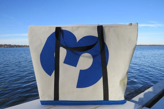 Large Blue 3 Zip Sail Tote