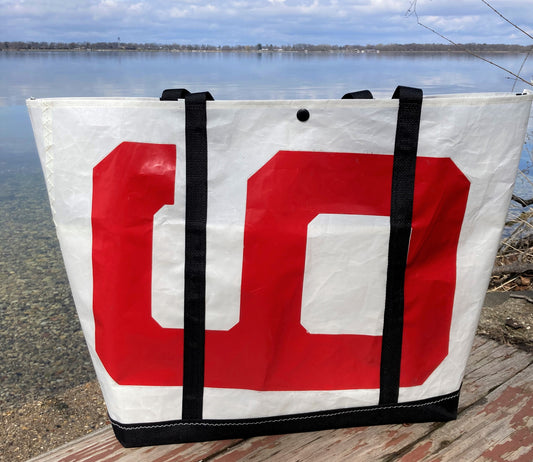 Large Red 9 Snap Sail Tote