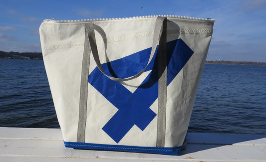 Large Blue 4 Zip Sail Tote