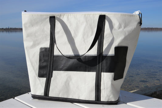 Large Black I Zip Sail Tote