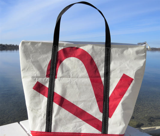 Large Red 12 Zip Sail Tote