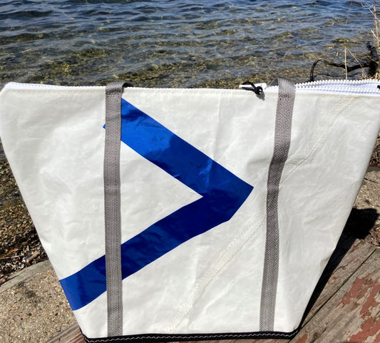 Large Blue 7 Zip Sail Tote