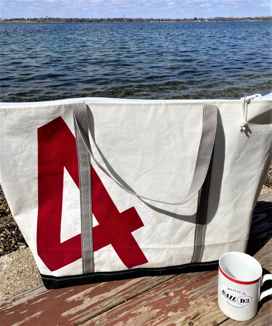 Large Red 4 Zip Sail Tote