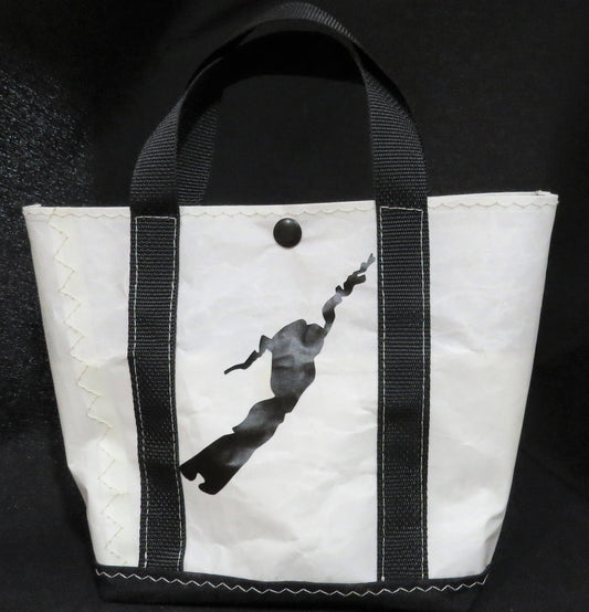Small Black Delavan Lake Snap Sail Tote