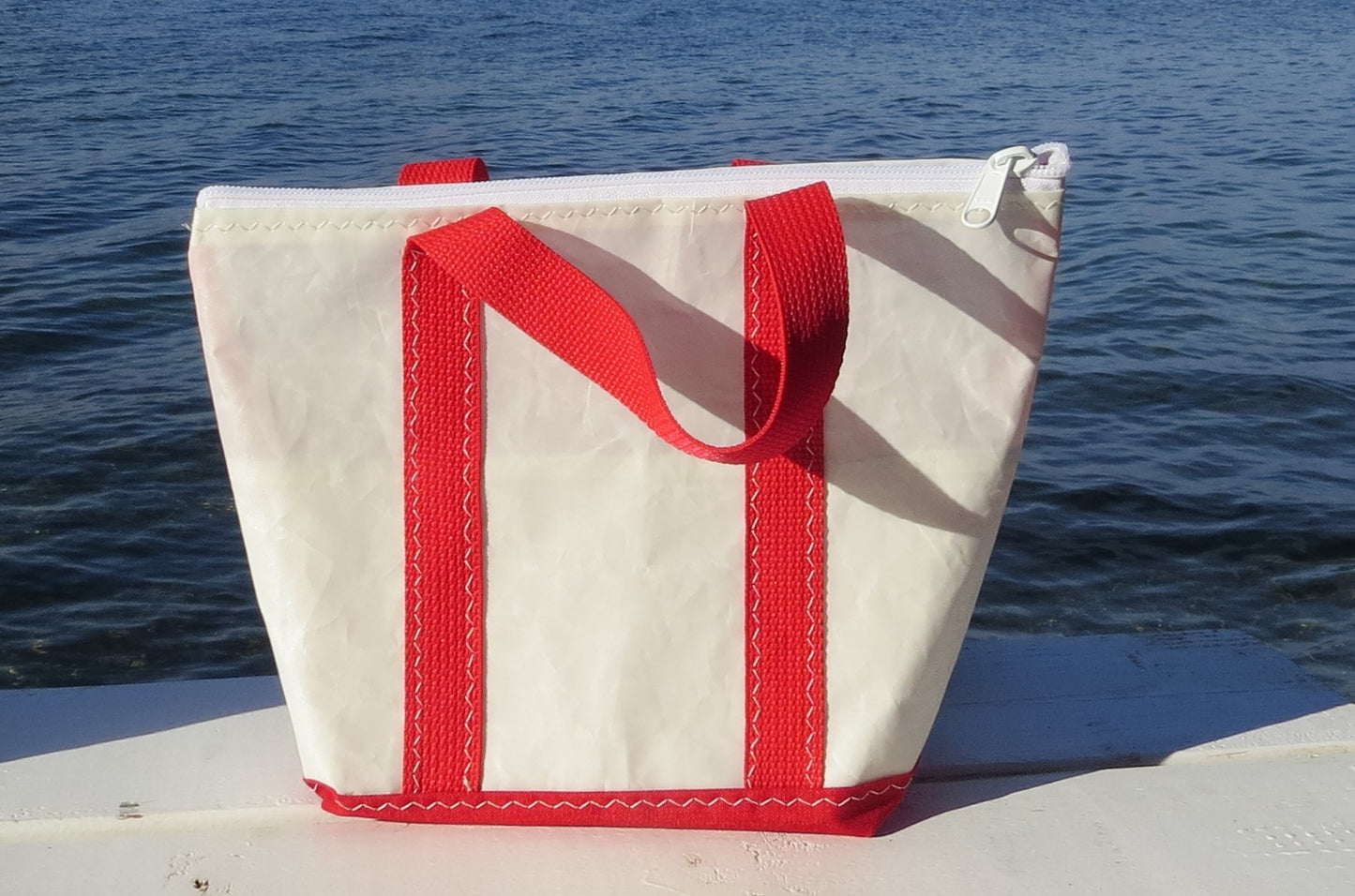 Small Red Zip Sail Tote